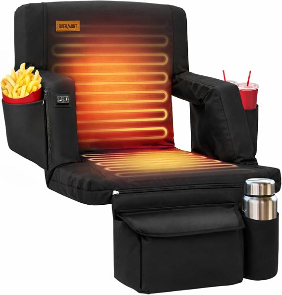Overmont Heated Stadium Seat with Back Support, Dual-Zone Heat