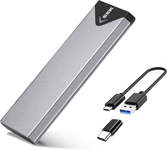 SSK Aluminum USB 3.2 Gen1 to M.2 SATA NGFF SSD Enclosure Adapter Reader