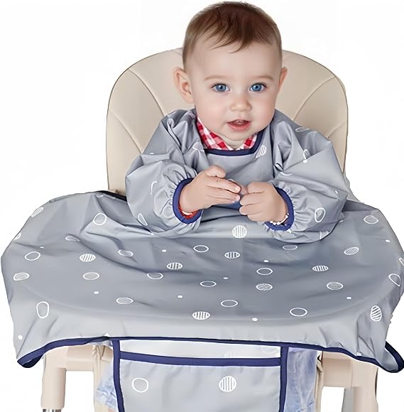 Adjustable Long Sleeve Baby Bibs for High chair, Toddlers 6-36 months