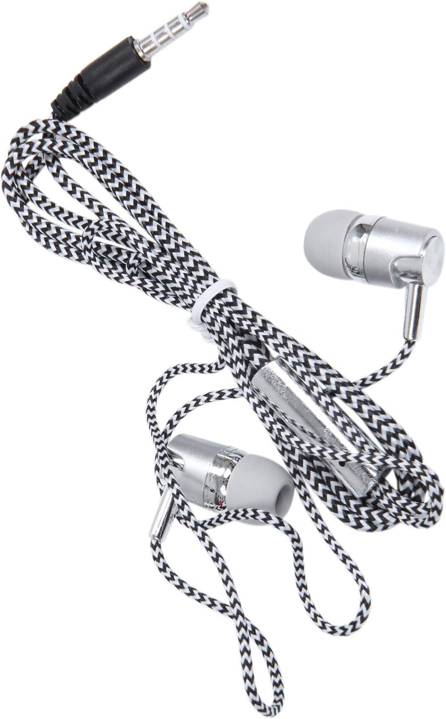 H-169 3.5mm MP3 MP4 Wiring Subwoofer Braided Cord, Headphones with Wheat Wire Control(Silver)