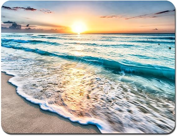 Gaming Mouse Pad - Non-Slip Rubber Base, Smooth Surface for Precise Mouse Control, Ideal for Laptop, Office Use - 9.5 x 7.9 Inch - Beach Sunset