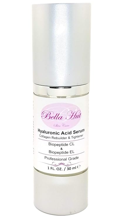 Bellahut 100% Pure Hyaluronic Acid Face Serum with Palmitoyl Hexapeptide-12 & Palmitoyl Tripeptide-1 | Collagen Rebuilding with Tightening, Firming & Increased Elasticity | MADE IN USA (1 OZ)