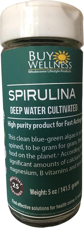 Spirulina. US Grown Organic Spirulina, Vegan Protein Clean Pure Organic Spirulina, Nutrient Dense Gluten Free Superfood Glass Packed 120 Grams
