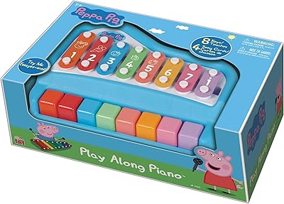 Peppa Pig: Play Along Piano - 2-in-1 Paino & Xylophone, 8 Notes & Keys, Includes: 4 Song Cards & 2 Mallets, Educational Music Toys for Toddlers & Preschoolers, No Batteries Required, Kids Ages 3