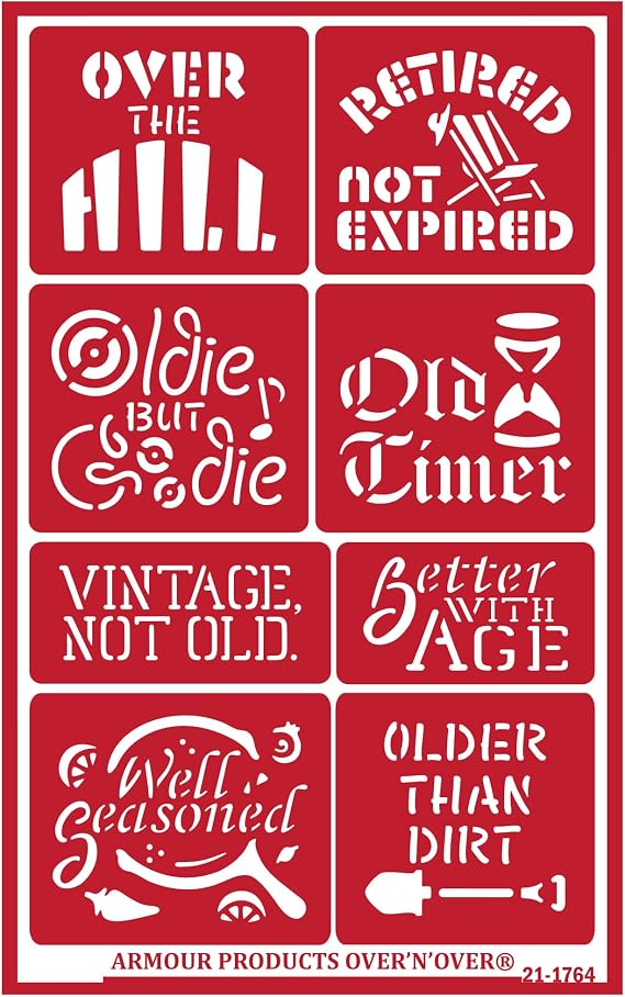 Over'N'Over Reusable Glass Etching Stencils Durable Self-Stick Designs for Glass, Mirrors, and Ceramics with Armour Etch Cream 5 x 8 Stencil Sheet - Over the Hill