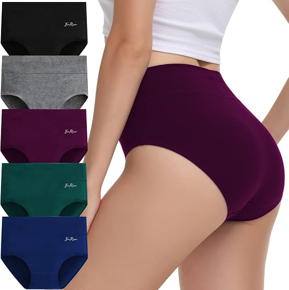 Cotton Underwear Women High Waisted Knickers for Women Multipack of 5 Womens Full Briefs Comfortable No Itchy Labels