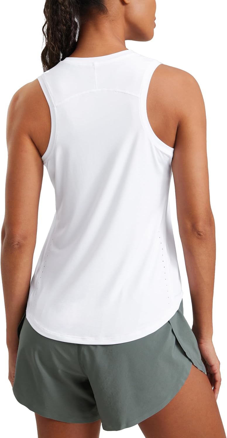 CRZ YOGA Lightweight Racerback Tank Tops for Women High Neck Workout Athletic Running Sleeveless Shirts