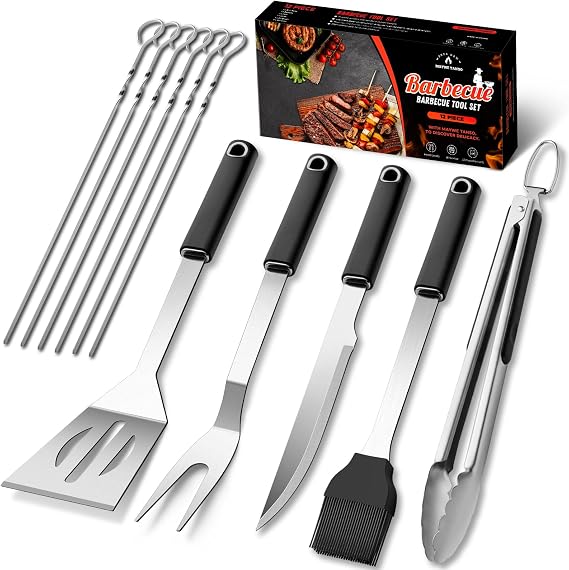 11 Pcs Grill Tools Set,BBQ & Grilling Accessories Outdoor Barbecue Utensils