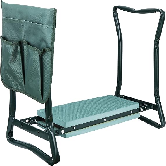 Nouva Garden Kneeler Seat with Free Tool Pouch,Foldable Steel Garden Bench with Widen Soft EVA Foam Great Tools for Gardeners Protect Your Knees