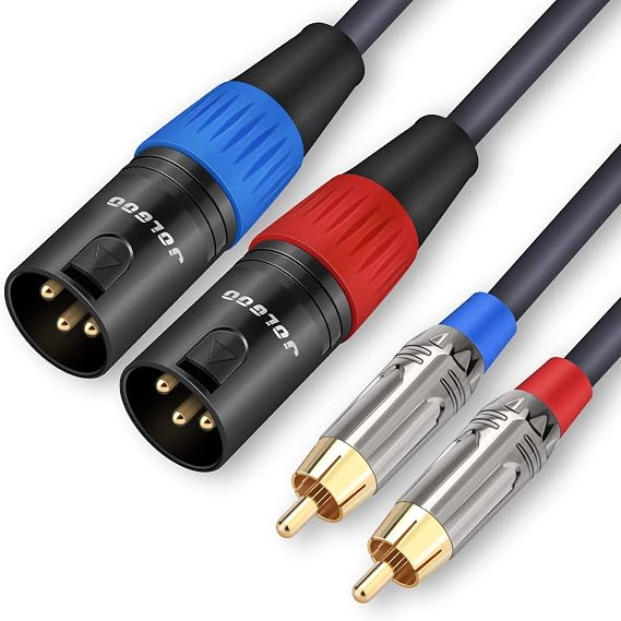 JOLGOO RCA to XLR HiFi Audio Cable - 2 RCA to 2 XLR, 3.3 Feet, 4N OFC Wire for Amplifier, Mixer, Microphone