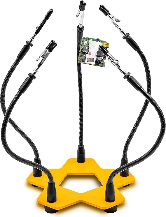 KOTTO Third Hand Professional Soldering Stand Tool PCB Holder Five Arms | Helping Hands Crafts Jewelry Hobby Workshop Helping Station Non-Slip Steel Weighted Base for PCB Electronics Wires
