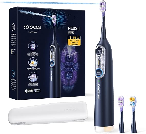 Soocas NEOS II Ultra Electric Toothbrush with Water Flosser, Midnight Blue