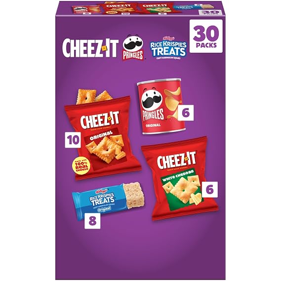 Cheez-It, Pringles & Rice Krispies Treats Snacks Mega Variety Pack, 30.1oz Box (30 Count)