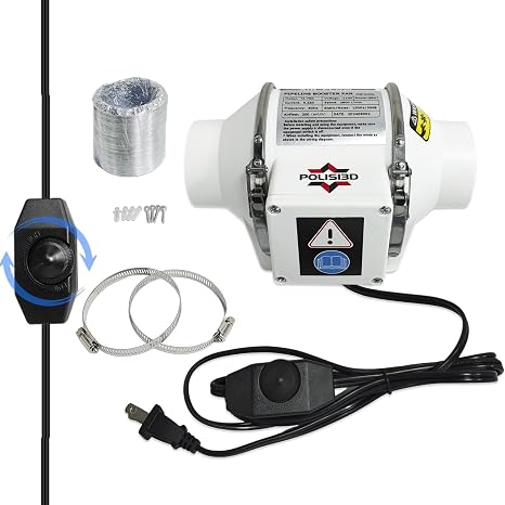 Powerful 3 Inch Inline Duct Ventilation Fan AC Vent Blower Exhaust Fan | w/ Pipe, Enhanced Air Flow, Low Noise for 3D Printer Enclosure, Laser Engraver Cover,Resin, Greenhouse Ventilation Equipment