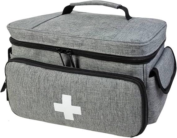 Doctor's Bag, Health Bag for Home - Portable Nursing Work Bag, Empty Nurse Bag for Home, Portable Pill Bottle Storage Bag for Home Visits, Hospital Spra, gray, see description, See description