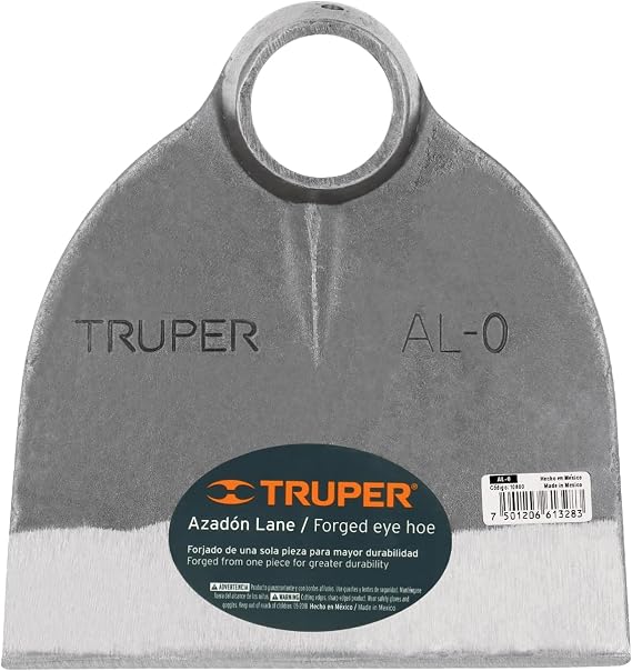 Truper Lane Hoe Replacement Head No. 0, 6-1/2-Inch x 7-Inch Forged Head, 38-39 mm Tapered Cone, 1.6 lb Head Weight, No Handle, Hoe Head for Agricultural and Gardening Use (Model AL-0/10600)