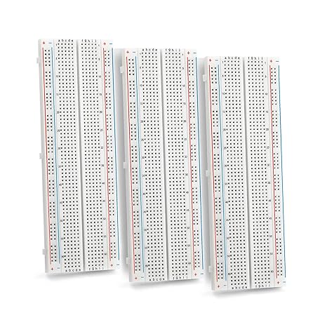 Chanzon 3 pcs Breadboard 830 Tie Points MB-102 Solderless Prototype Kit PCB | Universal Bread Board Plus 2 Power Rail and Adhesive Back for Small DIY Kits Arduino Proto Raspberry rasp Pi Project