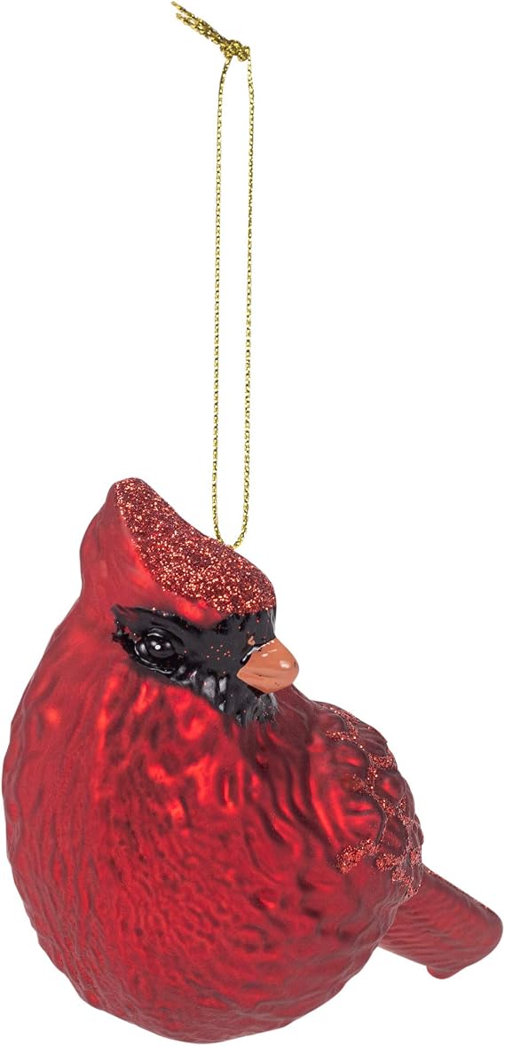 Raz Imports Red Cardinal Bird Glass Christmas Tree Ornament 5.25 Inch