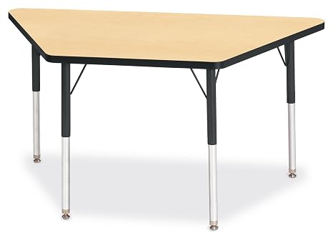 Jonti-Craft Berries 6438JCA011 Trapezoid Activity Tables, A-Height (24"-31" Adjustable Height), 24" x 48", Maple/Black/Black