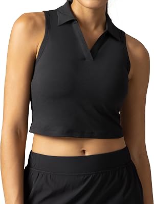 Colorfulkoala Womens Polo Tank Tops Slim-Fit Golf Crop Tops Sleeveless Tennis Casual T-Shirts
