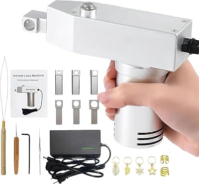 Dreadlocks Machine, for Locs Electric Instant Portable Dreadlocks Machine, loc Machine, Dreadlock Maker, Can be Directly Work on Head or Braiding Synthetic Hair, 6 Replacement Holes