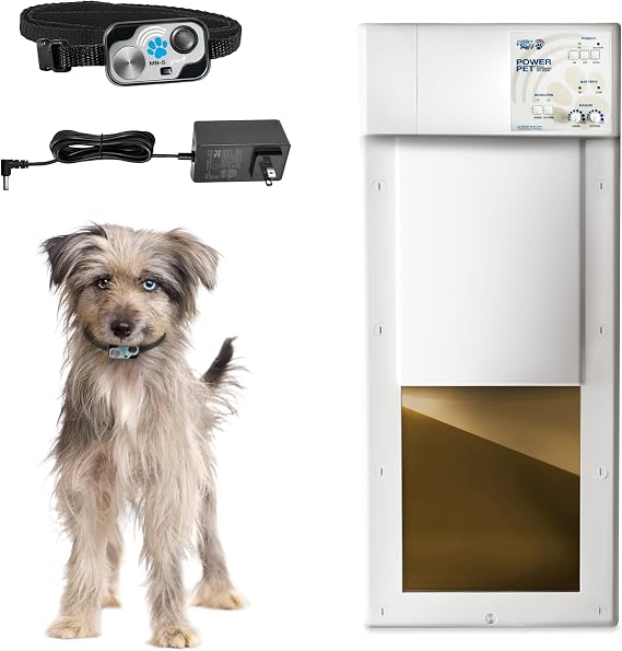 Power Pet Automatic Electronic Pet Door by High Tech Pet - Pet Operated Dog Door, High Security, Air Tight, for Medium Dogs up to 30 lbs. (814" X 10" Pet Opening), Door Mount, Easy Install - PX-1DM