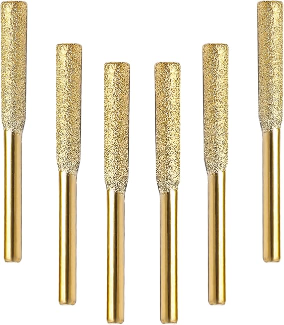6 Pack 5/32 Inch Diamond Chainsaw Sharpener, Gold Burr Grinding Stone File, Chainsaw Sharpener for High Hardness Sharpening