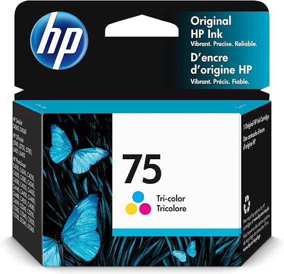 HP Original 75 Tri-Color Ink Cartridge | Works DeskJet D4260, D4360 OfficeJet J5700, J6400 PhotoSmart C4200, C4300, C4400, C4500, C5200, C5500, D5300 Series | CB337WN
