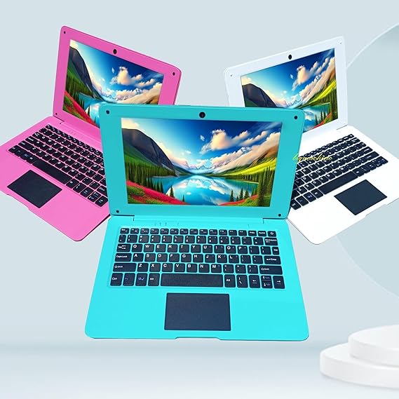 Bigmachine Laptop Computer Mini 10 Inch Quad Core Powered by Android 12 Netbook 64GB Small with WiFi Webcam Bluetooth Charging Mouse Included Suitable for Children and Students 4 Colour Options (Blue)