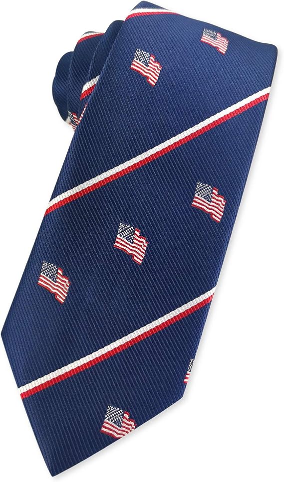 KOOELLE Men's American Flag Necktie Striped Patriotic Tie