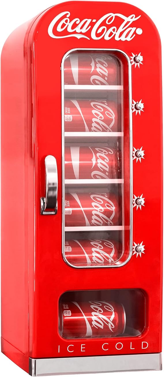 Koolatron Coca Cola Mini Fridge - Refrigerator for Bedroom Skincare, Office, Portable Table Top Beverage Cooler, 12V 220V Refrigerador for Drinks (Retro Red, 220, Volts)