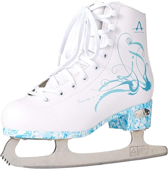 American Athletic Sumilon Lined Ice Skates for Women - Recreational Figure Skates with Turquoise Outsole, Ankle Support, Stainless Steel Blades - for Indoor & Outdoor Ice Skating