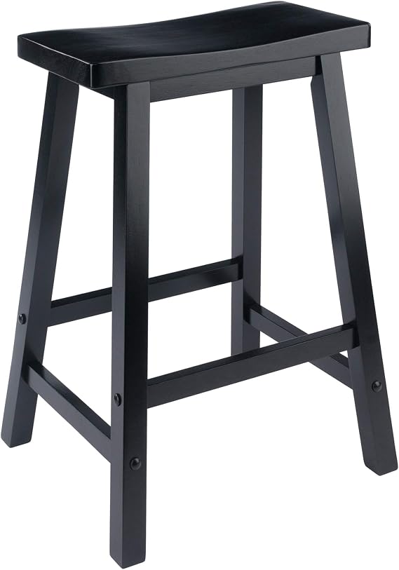 Winsome Satori Saddle Seat Counter Stool, Black, 24"