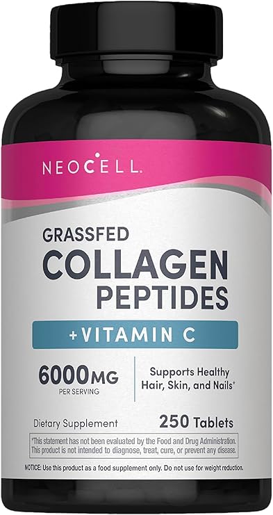 NeoCell Collagen Peptides | 250 Tablets | with Vitamin C | Grassfed Supplement | Hair, Skin, Nails | for Women and Men | Grassfed Supplement | Hair, Skin, Nails | for Women and Men