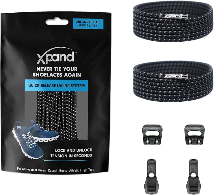 Xpand No Tie Elastic Shoe Laces for Adults & Kids - Easy Slip on Shoelaces