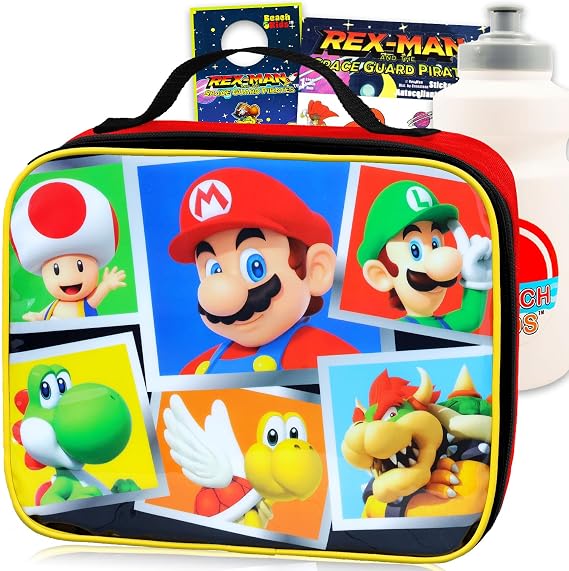 Mario Lunchbox for Kids Boys Bundle w/Insulated Lunch Bag + More