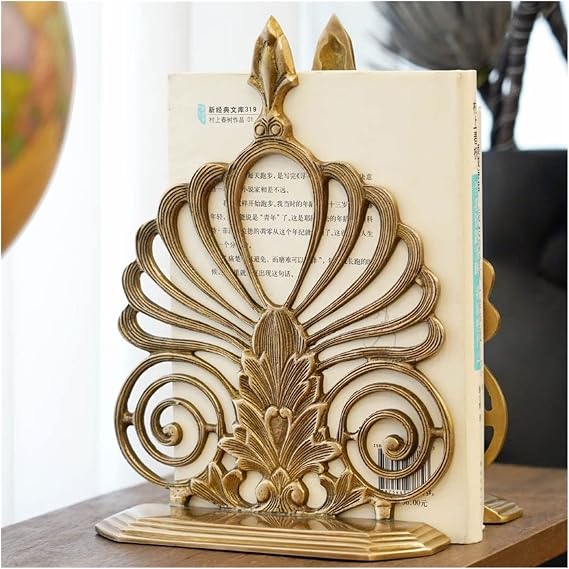 Bookends Book Ends for Shelves Creative Light Luxury Bookends Simple Retro Book Reading Rack Desk Desktop Storage Brass Book Stand Ornaments Home Decorations Decorative Bookends