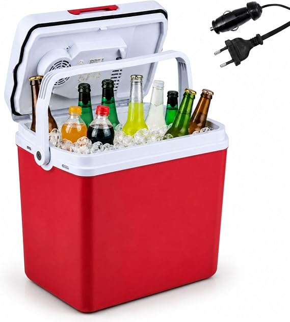 Arebos 25 Liter Kühlbox zum Kühlen und Warmhalten Mini Kühlschrank Thermoelektrische Kühlbox mit ECO Modus 12/230 V für Auto und Steckdose elektrische Kühlbox