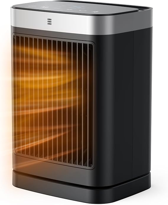 PNTCK Fan Heater Energy-Saving with Remote Control 2000 W Electric Heater Small PTC Ceramic Fan Heater Quiet with 12 Hours Timer 3 Modes Overheating Tilt Protection Electric Heater for Rooms Bedrooms