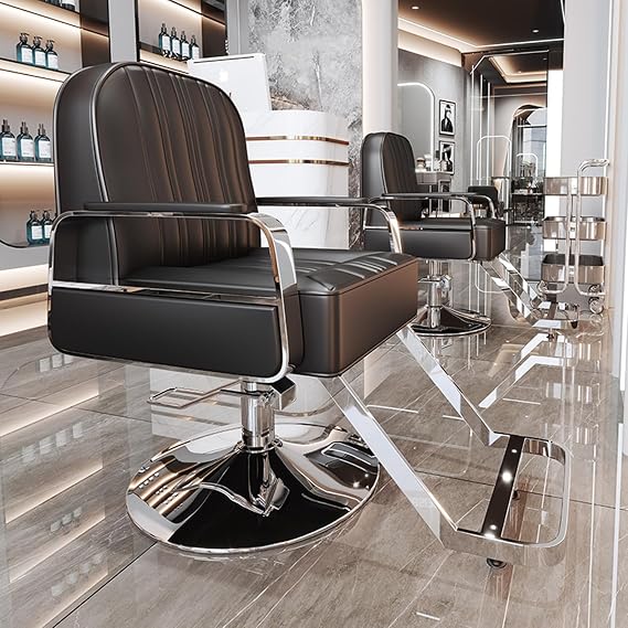 Barbers Chairs Heavy Duty Reclining Salon Chair for Hair Stylist, Hydraulic Styling Chair 360 Swivel Leisure Chair Hairdressing Chair for Barbershop Hair Salon Spa Equipment,Black