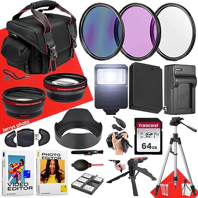 49mm Accessory Bundle for Canon EOS: M100, M200, M50 Mark II, M10, M, M50  Wide Angle and Telephoto Lens  Battery  64GB Memory Card  Battery Charger  Filters  More 22pc Bundle