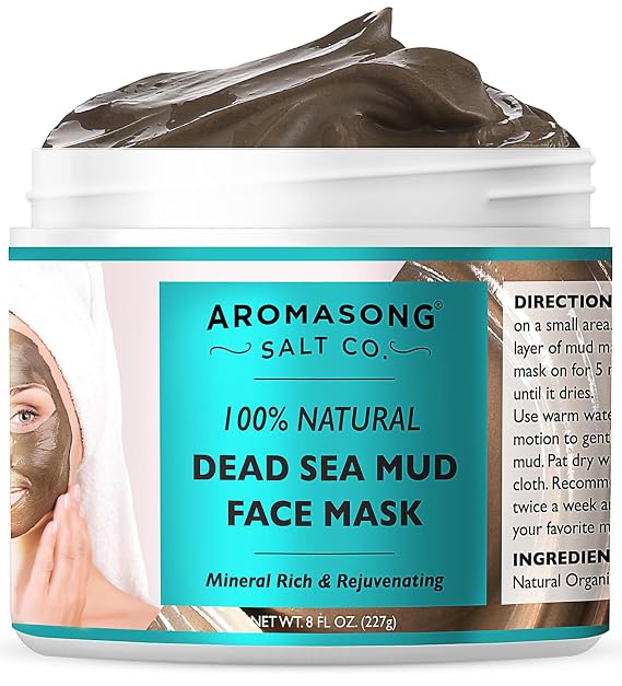 Aromasong 100% Pure Dead Sea Mud Mask - 5 Minute Mask - No Ingredients Added - for Face & Skincare - Blackhead Remover - Anti-aging - Pore Minimizer