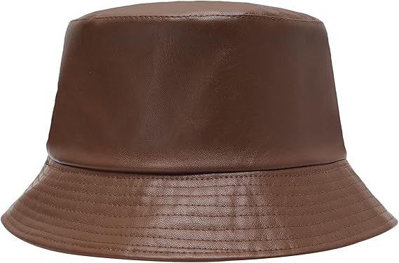 ZLYC Unisex Fashion Bucket Hat PU Leather Rain Hat Waterproof Fishmen Cap