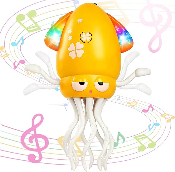 YOGINGO Electric Dancing Octopus Tummy Time Toy, Durable Rechargeable Music Crawling Toy with Smart Obstacle Avoidance & Silent Mode for 1-6 Year Old Boys Girls