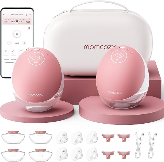 Momcozy Breast Pump Hands-Free Upgraded Mobile Flow M9 24mm, 2Pcs Cozy Red