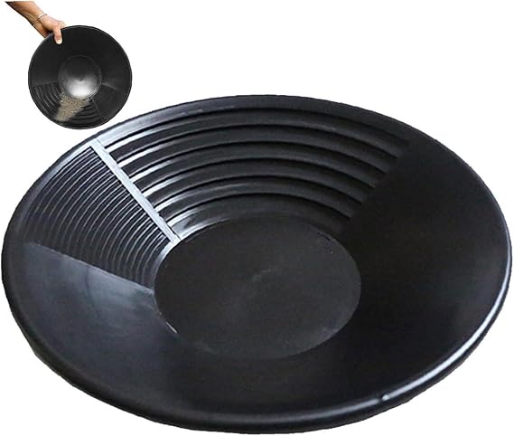 Gold Bread Panning Plate, Digging Prospect, For Gold Picking, 15.0 inches 38 cm Black