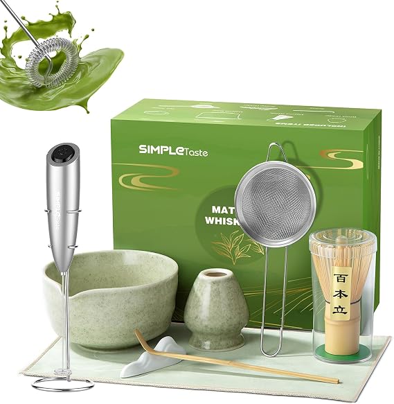 SIMPLETaste Milk Frother Handheld Battery Operated & Matcha Whisk Set