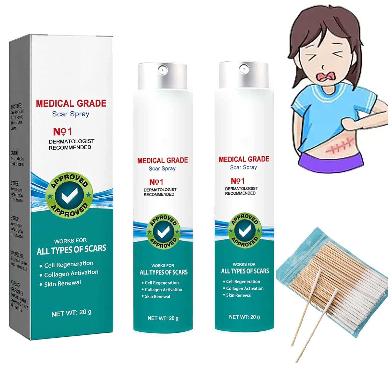Medical Grade Scar Spray, Scar Remove Medical Grade Scar Spray, Scarremove™ Advanced Scar Spray for All Types of Scars, Scar Removal Spray 2PCS