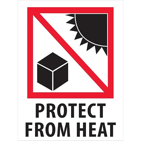 Aviditi Tape Logic 2000 Labels (4 Rolls of 500),#34;Protect from Heat", 3" x 4", Red/White/Black