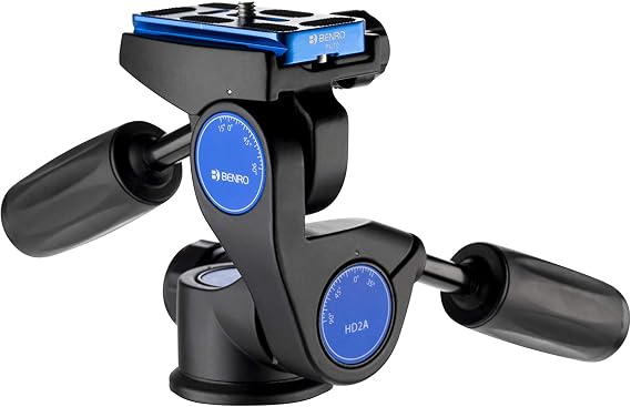 Benro 3-Way Arca Tripod Head, Independent Movement in 3 Ways, Allows Precise Positioning, Arca-Swiss Compatible QR Plate, 17.6 lb. Capacity- Black (HD2A)